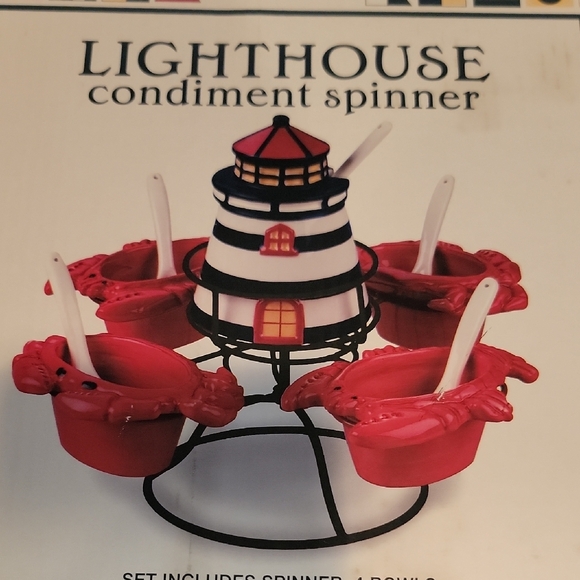 Boston Warehouse Lighthouse Condiment Spinner - Red and White - Picture 3 of 3